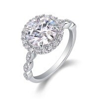 S925 Silver Exaggerated Moissanite Custom Ring for Women-R15322 Moissanite 3ct + 30 beads  US size 5/Hong Kong size 11