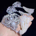 wholesale S925 Silver Phoenix Nirvana Pearl Tassel Brooch 12mm Luxury Full-Diamond Necklace-0-2