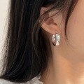 wholesale S925 Sterling Silver Korean Style Diamond-Cut Hoop Earrings for Women, Small and Minimalist, Versatile and Nature-Inspired-0-3