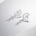 wholesale S925 Sterling Silver Fashionable and Unique Trendy Earrings for Women, Versatile and Niche High-End Sense Hexagram Star Earrings Wholesale-0-2