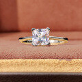 wholesale S925 Silver 18K White Gold High Carbon Diamond 6*6mm Princess Square Ring for Women Four-Prong Diamond Ring Fashion-0-5