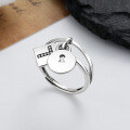 wholesale S925 Sterling Silver Creative Double-layer Lock Cross Pendant Choker Ring, Da Dong Men Korean Internet-famous Ring-0-0
