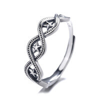 wholesale S925 Sterling Silver Retro Vintage Creative Star-shaped Ring Ultra-cool Minimalist Hip-hop Punk Index Finger Ring for Women-151J/approx. 2.1g Opening adjustable