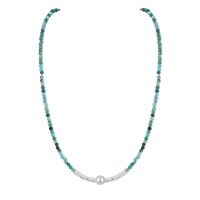 wholesale 925 Sterling Silver Beaded Necklace with Design-Forward, Niche Natural Turquoise, Black Spinel, and Amethyst Accents-DY191241-SS-WG 925 silver