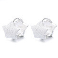 wholesale S925 Sterling Silver Trendy Creative Brushed Texture Pentagram Star Ear Clasps, Fashion Sweet and Elegant Lady Style Earrings for Women-0-4