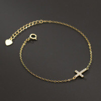 wholesale S925 Sterling Silver Inlaid Diamond Cross Bracelet Ins Style Design Sense Temperament Personality Jewelry for Women S6053-S925 Silver Bracelet 925 Silver