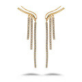 wholesale S925 silver plated with 14K gold and white zirconia chain clip-on earrings, wholesale jewelry-0-4