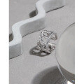 wholesale S925 sterling silver 0019 Korean version ins niche design minimalist wide band hollow textured open ring for women-0-1