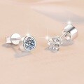 Sterling Silver Moissanite 1ct Stud Earrings, T-Style Bubble Earrings-0-1