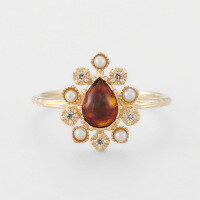 wholesale S925 silver gold-plated retro agate* floral amber smoke ring for women, Dunli Jewelry 22 autumn new collection-Flower Smoked Amber Ring  US Size 8