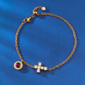 wholesale S925 Sterling Silver 3D Cross Red Carnelian Bracelet, Fashionable and Elegant Luxury Women's Design-0-5