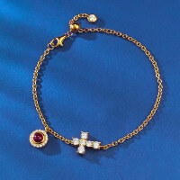 wholesale S925 Sterling Silver 3D Cross Red Carnelian Bracelet, Fashionable and Elegant Luxury Women's Design-B141 Cross Carnelian Bracelet 925 Silver