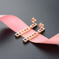 wholesale S925 Sterling Silver with Colorful Zircon Rose Gold Plated Single Row Stud Earrings for Women, Japanese and Korean Style Fashion Office Lady-0-3
