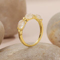 wholesale S925 Sterling Silver Cross-Border Natural Creamy Blue Moonstone Gold Ring for Women, Small Luxury Gemstone Hand Jewelry-0-3