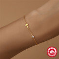 wholesale S925 Sterling Silver Diamond-Studded Cross Floral Petal Light Luxury Bracelet,-0-2