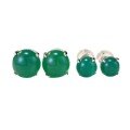 wholesale S925 silver new 8mm simulated green chalcedony stud earrings, retro classic earrings, fashionable European and American style-0-4