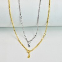wholesale 925 Sterling Silver Student Collarbone Necklace with 18K Gold Plated Bead Chain, Women's Minimalist Basic Layering Chain Wholesale-18k yellow gold plated 3000070&gt;925 silver