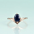 wholesale S925 Sterling Silver and Rose Gold Plated Sapphire Ring, High-End Luxury Fashion Minimalist Gemstone Ring-0-1