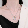 wholesale S925 Sterling Silver Retro Literary Chinese Style Chain Link Creative Rotatable Patterned Circle Necklace-0-0