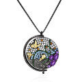 wholesale 925 Silver Italian Craftsmanship Natural Style Pattern Vintage Jewelry Designer Necklace with Inlaid Colored Gemstone Pendant-0-7