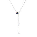 wholesale S925 Sterling Silver Korean-style Minimalist Design Delicate Choker Necklace with Full Diamond Small Bead Tube and Fringe Tassel-0-4