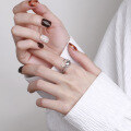wholesale S925 Sterling Silver Minimalist Design Openwork Heart Stackable Woven Sweet-Edgy Style Adjustable Ring-0-3