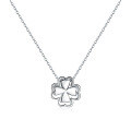 wholesale 925 Sterling Silver Four-Leaf Clover Necklace for Women, Versatile Small and Minimalist Korean Style Flower Pendant Collarbone Chain, Gift for Mother's Day-0-4