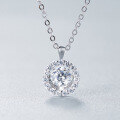 wholesale S925 Silver Inlaid 05 Carat Moissanite Pendant Necklace, Elegant and Stylish-0-0