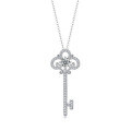 wholesale S925 Sterling Silver Moissanite Twilight Key Necklace New Style Live Selling Hot Item Collarbone Chain Source Wholesale Pendant Silver Chain-0-5