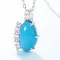 wholesale S925 silver-plated white gold pendant choker necklace with stylish and versatile synthetic turquoise, spring and summer new collection, wholesale from manufacturers-0-3