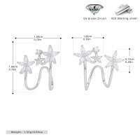 wholesale 925 Sterling Silver Floral Ear Cuff For Women-925 silver platinum plated 925 silver