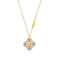 Metal Pendant Necklace with Four-Leaf Clover and Moissanite-0-3