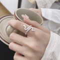 wholesale S925 Sterling Silver Ethereal Snake Ring for Women, Heavy Craftsmanship Light Luxury Adjustable Index Finger Ring with a High-End Feel-0-0
