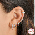 wholesale S925 Sterling Silver Square Diamond-Encrusted Hoop Ear Clasp Earrings for Women,Ins。-0-2