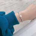 wholesale S925 Sterling Silver ST161 Korean Style Ins Minimalist Pearl Beaded Open Bangle Bracelet for Women-0-2