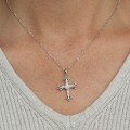 925 Silver Large Geometric Cross Pendant Moissanite Necklace-0-1