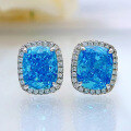 wholesale Silver jewelry emerald high-carbon diamond earrings set with 8*10 stunning ins ethereal women's earrings-0-1