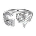 wholesale S925 Sterling Silver European and American Cross-Border Women's Ring with Personalized Letters, Heart, Zircon Inlaid, Adjustable Opening Silver Jewelry for Women-0-12