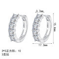 S925 Sterling Silver Full Moissanite Geometric Square Row Earrings-0-3