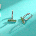 wholesale S925 Sterling Silver Green Moissanite Four-Diamond Ear Clips for Women, Minimalist Niche Ins Style New Earrings, Versatile High-End Ear Accessories-0-1