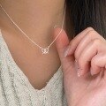 wholesale S925 Sterling Silver Twisted Knot Heart Necklace for Women, Korean Dongdaemun Style Minimalist Luxury Collarbone Chain-0-1