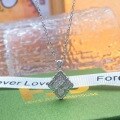 wholesale Metal Material: 999 Silver New Maker S999 Full Diamond Four-Leaf Clover Rhombus Necklace, Fashionable Light Luxury and Stylish Design Collarbone Chain Accessory-0-5