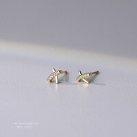 wholesale 925 Sterling Silver Cross X Letter Stud Earrings For Women-Gold 925 silver