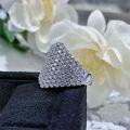 18k Gold-Plated S925 Silver Ring with Full 15mm Round Moissanite Luxury Setting-0-2