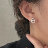 wholesale Fine Silver S999 Teardrop Hoop Earrings for Women, Light Luxury Elegant Fashion Minimalist Versatile Korean Style Ear Accessories-Sterling silver