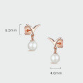 wholesale S925 Sterling Silver Rose Gold Minimalist Leaf Bud Pearl Earrings for Summer Commute, Wholesale Elegant Style-0-1