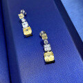 wholesale 925 SilverJewelry NewIns Style 7*7 Pagoda Yellow Diamond Earrings Full Diamond Stud Earrings for Women Cross-border-0-3