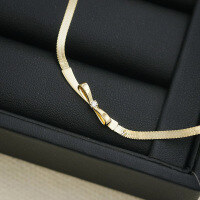 wholesale S925 silver gold-plated blade chain, Dunli 25 new fashion ins style collarbone necklace with a sense of high-end luxury-Gold Bow Necklace 925 Silver