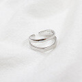 wholesale S925 Sterling Silver Korean Style Minimalist Smooth Screw Geometric Double-Layer Open Adjustable Women's Ring-0-1