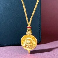 wholesale 18K gold-plated minimalist adjustable rope-style New Chinese antique-inspired Buddha pendant necklace for women-Gold-XL286-T